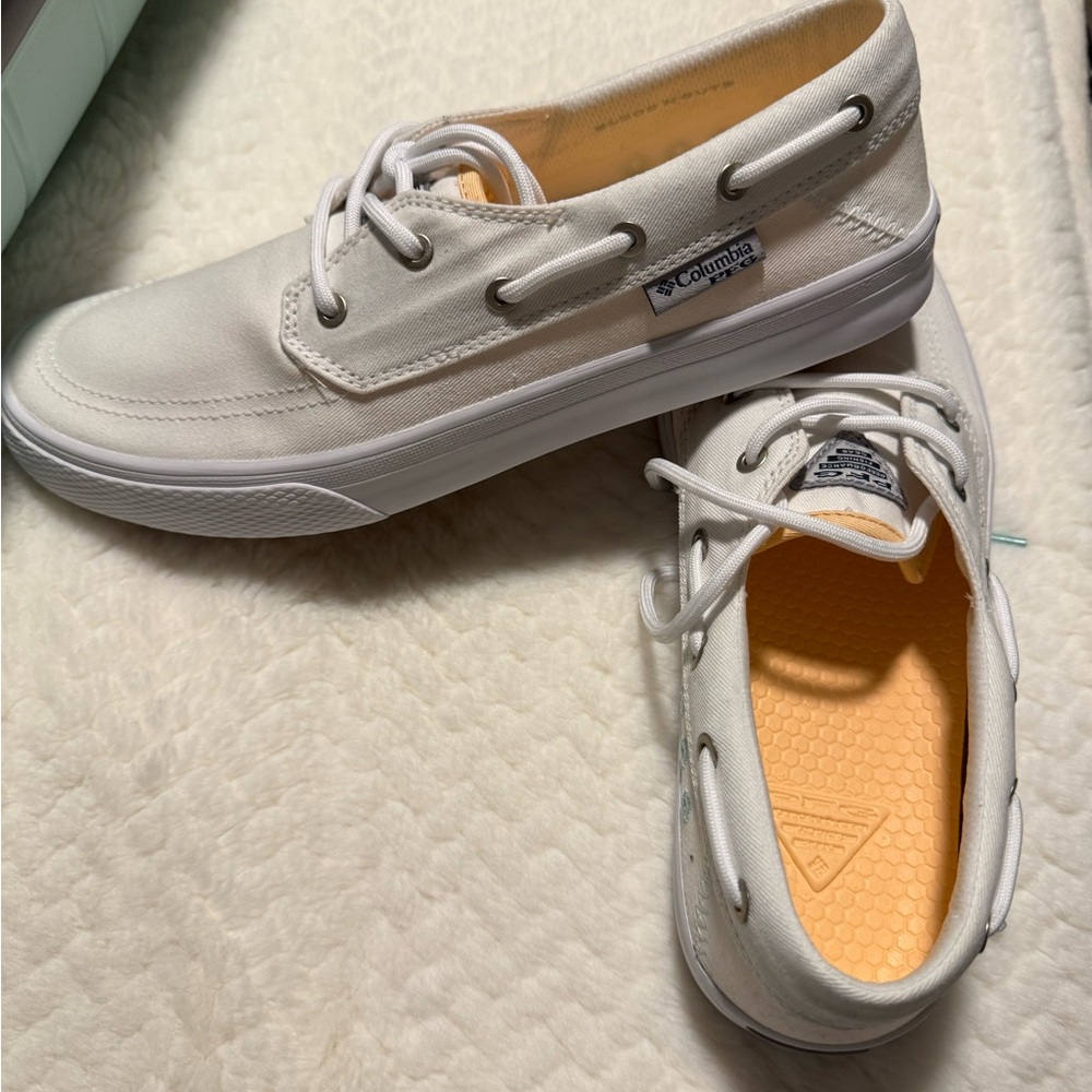 Columbia womens Off-White Canvas Boat Shoes